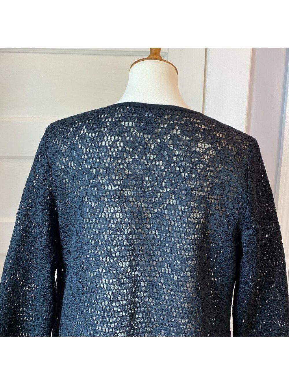 Alfani Semi-sheer Lace Two Layer Black Cardigan, Size S - Picture 5 of 12